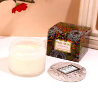 Свеча ароматическая натуральная из соевого воска без красителей «Blue wind chimes» в стекляной чаше с крышкой