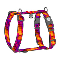 Шлея для собак анатомічна H-подібна WAUDOG Nylon з QR-паспортом, малюнок «Куби 3Д», пластиковий фастекс, XL, Ш 35 мм, A 60-100 см, B 70-100 см