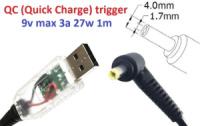 Переходник для роутера 9v (3a, 27w) 4.0x1.7mm 1.2m з USB Type-A (male) Quick Charge QC тригер (A class) 1 день гар.