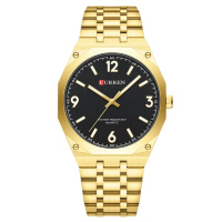 Чоловічий класичний годинник Curren 8504 Gold-Black з металевим браслетом та мінеральним склом