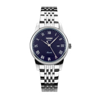 Жіночий класичний годинник Skmei 9058SBU-S Silver-Blue з металевим браслетом та синім циферблатом