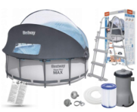 Каркасний басейн Bestway 5619N (100*366, об'єм 9150 л., картриджний фільтр-насос 2006 л/год, навіс, драбина)