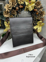 Коричнева чоловіча сумка на 2 відділення під однією блискавкою, 16х20 см  (1702-1)