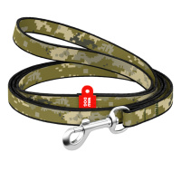 Повідець для котів та дрібних порід собак нейлоновий WAUDOG Nylon, малюнок «Мілітарі», XS, Ш 10 мм, Дов 122 см