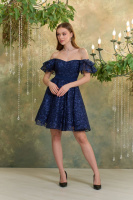 Коктейльна сукня «Гіпюр Лілія» 25009 Синя