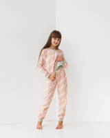 Піжама на дівчинку, байка - персикова з ведмедиками   3-4, 5-6, 7-8 років