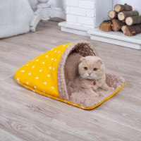 Лежанка для кота и собаки Тапочек Цвет желтый/ бежевый