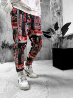 Утеплені спортивні штани чоловічі на флісі принт зима