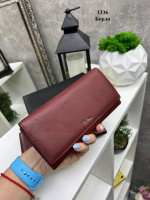 Натуральна шкіра. Бордо - стильний великий вмісткий жіночий гаманець на кнопці, у коробці,19х10 см (1336)