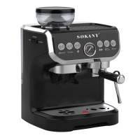 Кавомашина ріжкова Sokany SK-6866 з капучинатором та кавомолкою 2 л, чорний