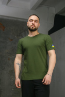 Футболка чоловіча з прапором на плечі Intruder хакі (8906016453)