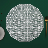 Сервировочная салфетка под горячее круглая 38х38 см, коврик сервировочный серебристый набор 2 шт