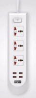 Хаб/СЗУ/подовжувач 3 розетки/4USB BKL-08 (2 м)