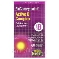 Активний комплекс вітамінів B, BioCoenzymated, Active B Complex, Natural Factors, 60 вегетаріанських капсул