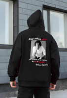 Худі  чорне з ДТФ (оверсайз) | 66-517