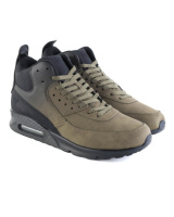 Чоловічі зимові чорно-зелені кросівки на шнурівці