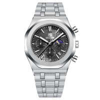 Чоловічий наручний годинник Benyar BY-5228M Silver-Black з хронографом та сталевим браслетом