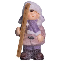 Новогодняя фигурка Девочка с лыжами из фарфора 12×10×22 (см) новогодний декор для дома, квартиры, офиса CR-5-2