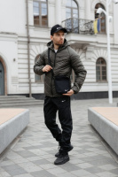 Комплект чоловічий: куртка Motion Nike хакі + штани «President» чорні. Барсетка у подарунок! (1882782072)