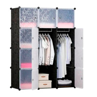 Шкаф для вещей пластиковый MP312-62, 110х37х146см, Black, Box