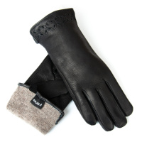 PODIUM Перчатка Женская кожа-олень S-005 black шерсть