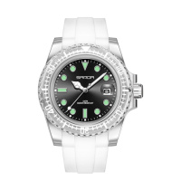 Жіночий годинник Sanda 9007 White-Black з білим каучуковим ремінцем та водонепроникністю 5 ATM