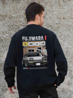 Утеплений оверсайз світшот на флісі з принтом Without Fujiwara Black