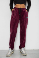 Спортивные штаны велюровые женские на флисе, цвет бордовый, 238R58645