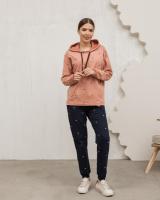 Жіночий теплий костюм з капюшоном - дрібні зірки - Байка  S, M, L, XL