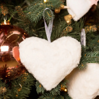 Игрушка на елку YES Сердце 973554 15 см кремовая с белым