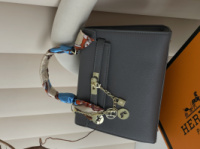 Сумка Hermes Kelly Medium size з хустинкою сірий