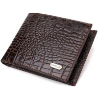 Модний гаманець для чоловіків з натуральної шкіри з тисненням під крокодила 721926 Коричневий