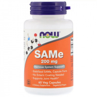 SAM-e (S-Аденозилметионин), 200 мг, Now Foods, 60 желатиновых капсул