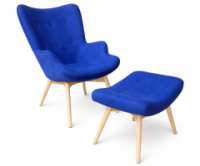 Крісло Флоріно з банкеткою синя тканина