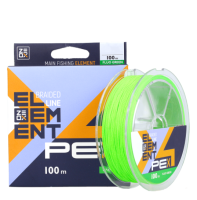 Шнур ZEOX Element PE X4 100м 0.12  Fluo Green