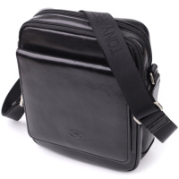 Отличная мужская сумка с карманами из гладкой натуральной кожи Tony Perotti 20857_1 (9148-17 nero) Черный
