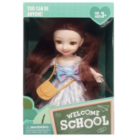 Детская кукла «Welcome School» YL605-7/9/10 с сумочкой Синий