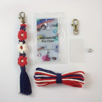 Набор макраме для ручного плетения и вязания брелока «Цветы» для ключей и аксессуаров 20х2.2 см,тёмно-синий