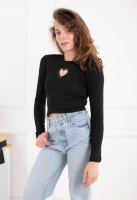 Жіночий чорний топ із довгим рукавом