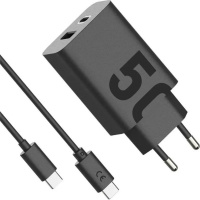 Мережевий зарядний пристрій Motorola 50W U+C + кабель Type-C to Type-C 1m Black (SJMC502) UA (Код товару:38522)