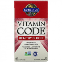 Комплекс для здоровья Крови, Healthy Blood, Vitamin Code, Garden of Life, 60 веганских капсул