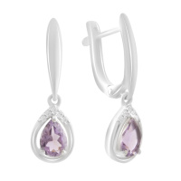 Серебряные серьги CatalogSilver с натуральным аметистом 1.276ct (2189466)