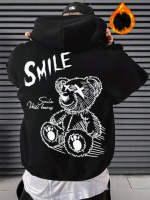 Чоловіче чорне стильне оверсайз худі з трендовим принтом