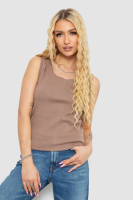 Майка жіноча в рубчик, колір темно-бежевий, 238R117
