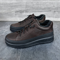 Черевики зимові з натурального нубуку та набивна шерсть коричневий