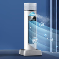 Башенный беспроводной вентилятор BYM-907S с питанием от USB, функцией увлажнения, подсветкой и пультом white