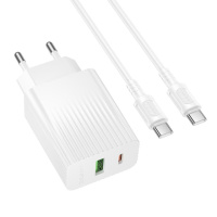 Мережевий зарядний пристрій з кабелем BOROFONE BAS76A Source PD30W+QC3.0 charger set(C to C) White (6941991122927)