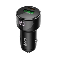 Автомобільний зарядний пристрій HOCO Z42 Light road dual port digital display PD20W+QC3.0 car charger Black (6931474742544)