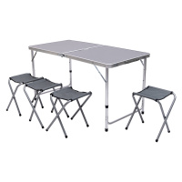 Раскладной стол + 4 стула кемпинговый набор для пикника, рыбалки, отдыха, туризма Серый JY-12060G