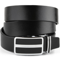 Ремінь чоловічий з автоматичною пряжкою і чорними вставками 720281 Чорний